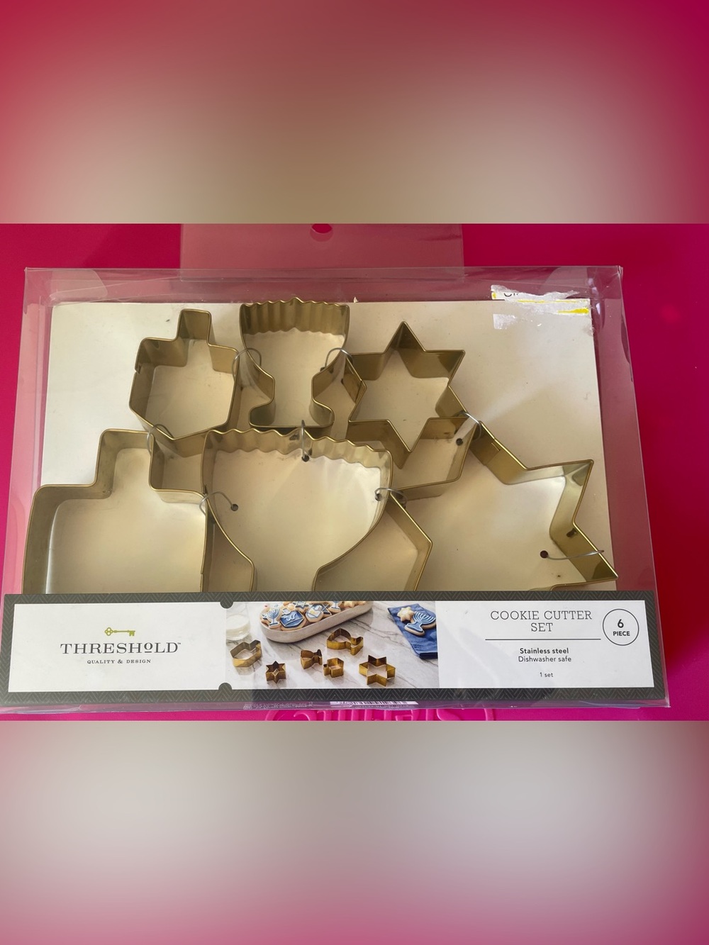 Gold Stainless Steel 6pc Cookie Cutters Threshold Hanukkah NWT